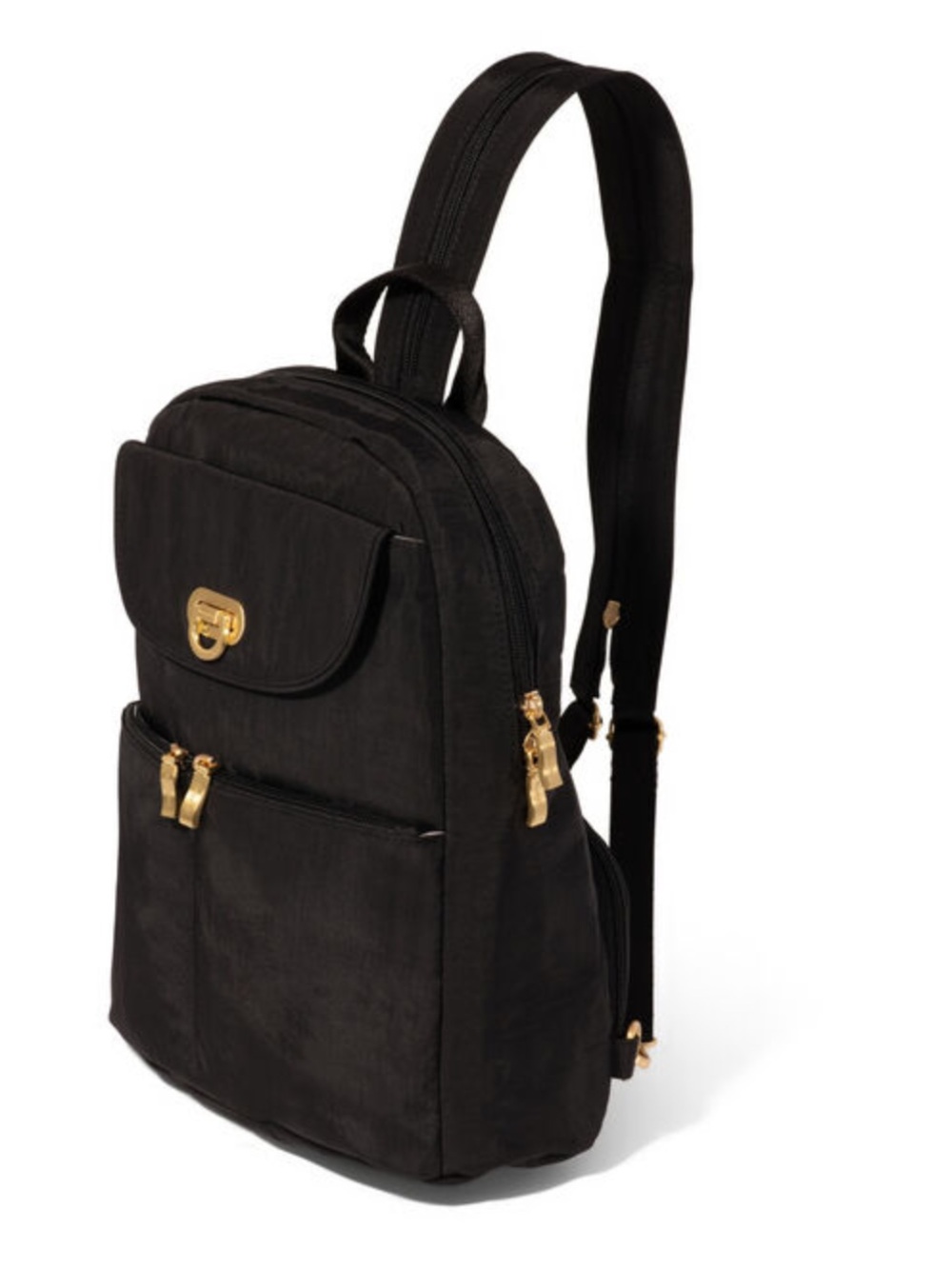 NWOT baggallini Coastal Flip Lock Day Pack Black/Gold - Picture 3 of 8
